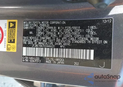 2013 Lexus Rx 450H from USA, damaged, VIN JTJBC1BA7D2446620